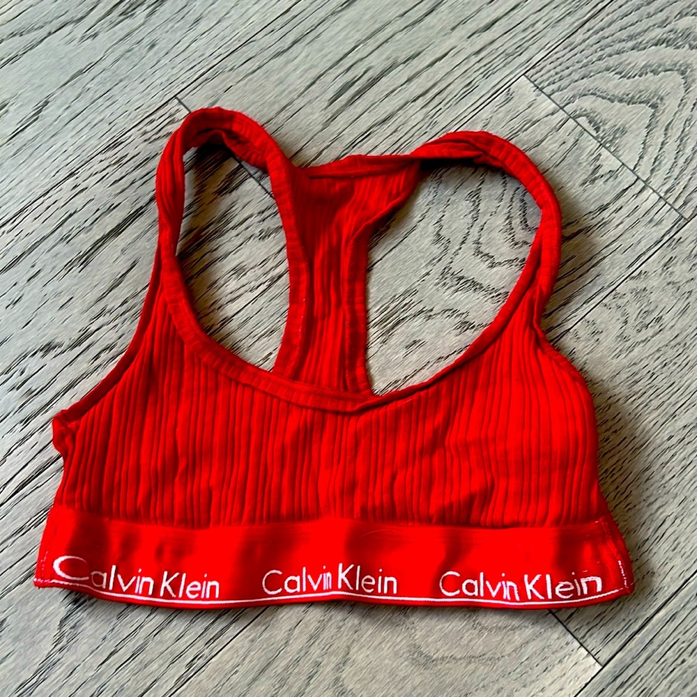 Red Calvin Klein lounge bra
